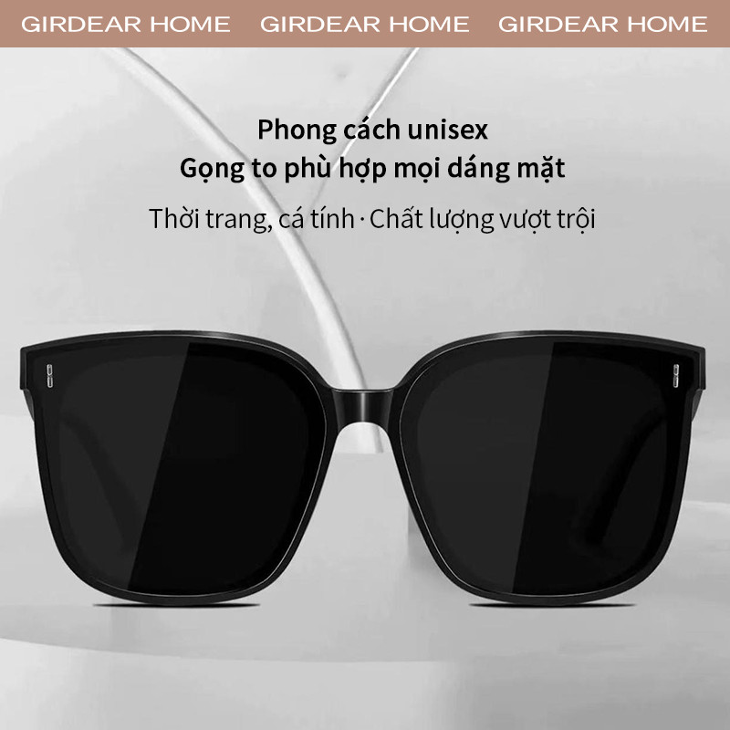 Girdear Home Kính Mát Vuông Hàn Quốc Dành Cho Nữ Phong Cách Cao Cấp Lái Xe Chống Tia UV Phân Cực Kính Chống Nắng Thời Trang Unisex, FW-BLACK