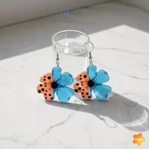 Bông tai bầu cá vàng phẳng 2D dành cho nữ Bông tai lủng lẳng bể cá nghệ thuật Trang sức nhẹ độc đáo để làm quà tặng và du lịch mới