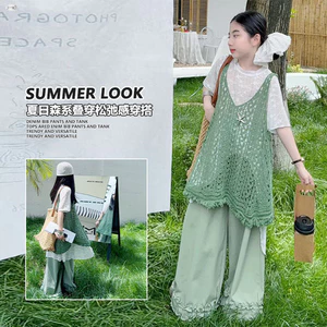 Quần ren rộng cho bé gái Mùa hè Phong cách mới Trẻ em Phiên bản Hàn Quốc Quần màu trơn ngọt ngào