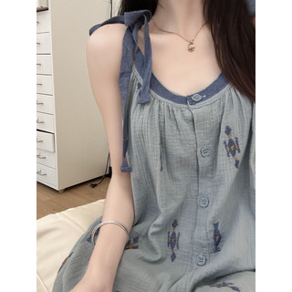 [Luni-Order]Bộ Ngủ Áo Hai Dây Nữ Buộc Thắt Nơ Phối Quần Short Đùi Chất Vải Mát Mềm, Bộ Mặc Nhà Áo Hai Dây Nữ Tính Dễ Thư