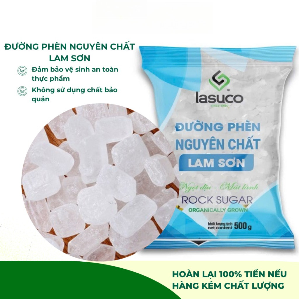 Đường phèn nguyên chất Lam Sơn túi 500g nấu chè, nấu ăn