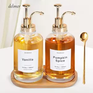 Chai Xi-rô DELMER, Pha Chế Chính Xác Thủy Tinh Trong Suốt 16 Oz Cà Phê Xi-rô, Máy Bơm Nâng Cấp Đơn Giản Có Thể Đổ Đầy Xà Phòng Cầm Tay Di Động Nhà