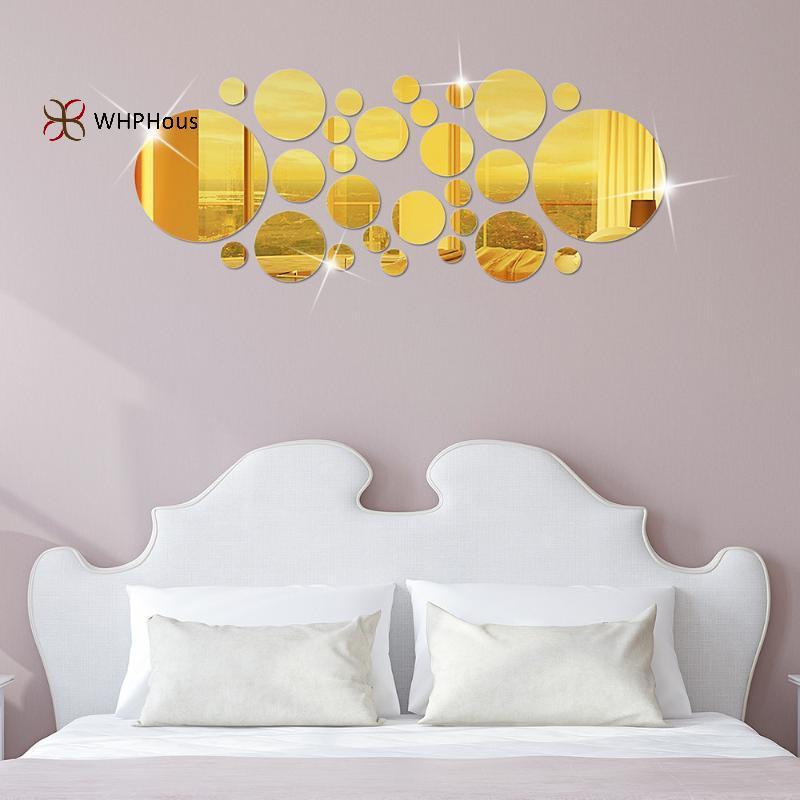 < WHPHous-t > 26 Chiếc Gương Tròn 3D Acrylic Gương Treo Tường DIY Phòng Ngủ Phòng Tắm Và TV Baground Phòng Stier Trang Trí Tường Đẹp
