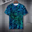 Neon Xanh Trừu Tượng Doodle Áo Thun Dòng Nghệ Thuật Cổ Tròn Tay Ngắn Thường Ngày Hợp Thời Trang Dạo Phố Tee