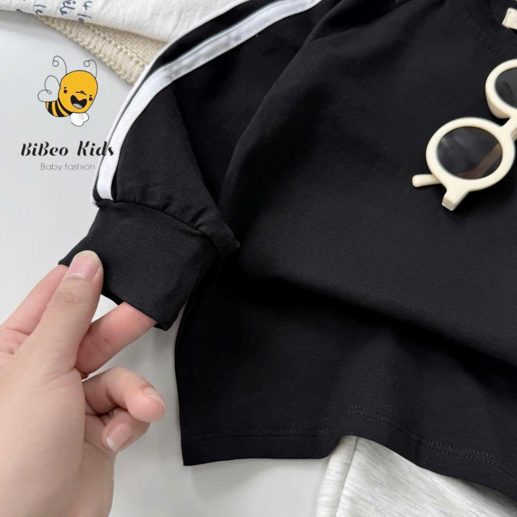 [BiBeo Kids] Bộ Quần Áo THU ĐÔNG PHỐI DÂY THÊU GẤU BROWN cho bé trai ,Bộ quần áo dài tay cho bé