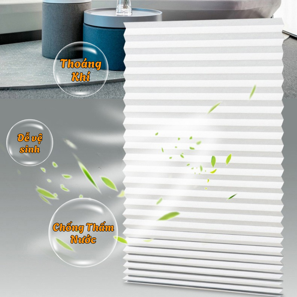 Rèm Cửa Sổ Chống Nắng Xếp Ly 2 Lớp HomeMate – Rèm Dán Tường Không Khoan, Vải Không Dệt Cách Nhiệt Cản Sáng