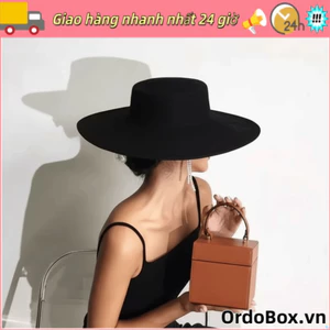 Mũ nỉ vành rộng ORDOBOX, Mũ phẳng nữ cổ điển thanh lịch, Mũ nữ nhà thờ Phong cách Hepburn Mũ phẳng kiểu Pháp dành cho nữ