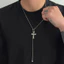 Vòng cổ mặt dây chuyền chéo bạc Unisex - Gothic Hip-Hop - Dây chuyền mỏng có thể điều chỉnh 71-80cm - Trang sức hợp kim nhẹ