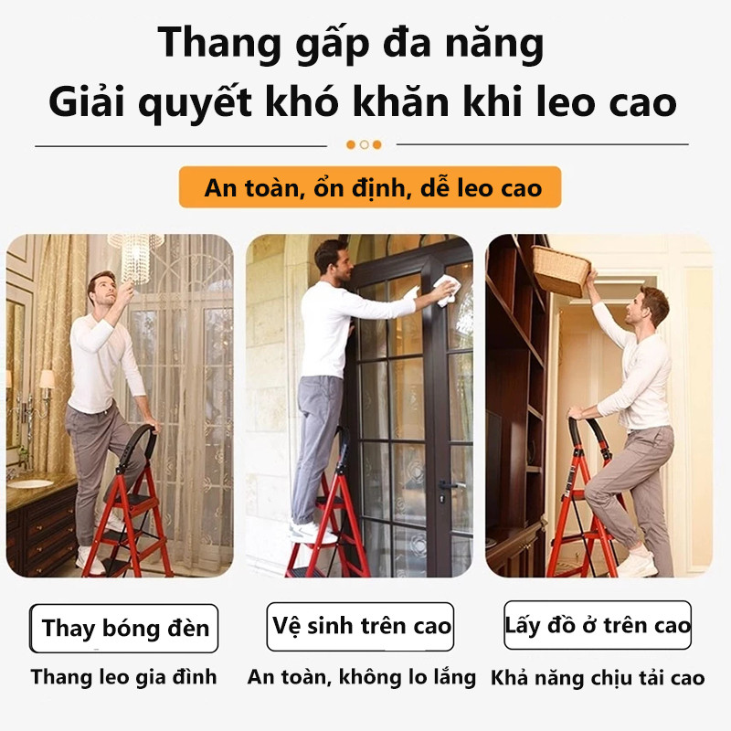 Thang Chữ A Thang Gấp Gọn  Thép Chịu Lực 3-8 Bậc Chống ẩm và chống gỉ Tải Trọng 500kg