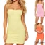 Đầm Mini Đan Nữ Màu Trơn Spaghetti Dây Đeo Không Tay Sling Bodycon