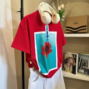 （Giao hàng 24h）Angela Áo Thun Mirage Bảng Hoa Đỏ Trendy Local Brand Chất 100% Cotton Mềm Mịn Thoáng Mát.