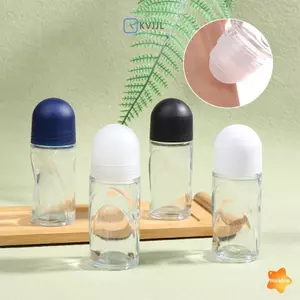 Chai lăn thủy tinh trong suốt 50ml Cuộn cực lớn trên chai dầu nước hoa nách Gel chống mồ hôi Thử nghiệm mẫu mới