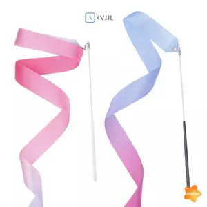 Ruy Băng Khiêu Vũ 2M Nhịp Điệu Cô Gái Nghệ Thuật Thể Dục Dụng Cụ Ballet Streamer Cần Xoay Cầu Vồng Sti Huấn Luyện Thể Thao Ruy Băng Vũ Công Cây Đũa Phép Mới