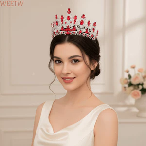 WEETW Bridal Tiara, Vương miện pha lê tinh tế thủ công, Công chúa Diadem Trang trí công phu bằng kim loại cổ điển Baroque Mũ nón Quinceanera