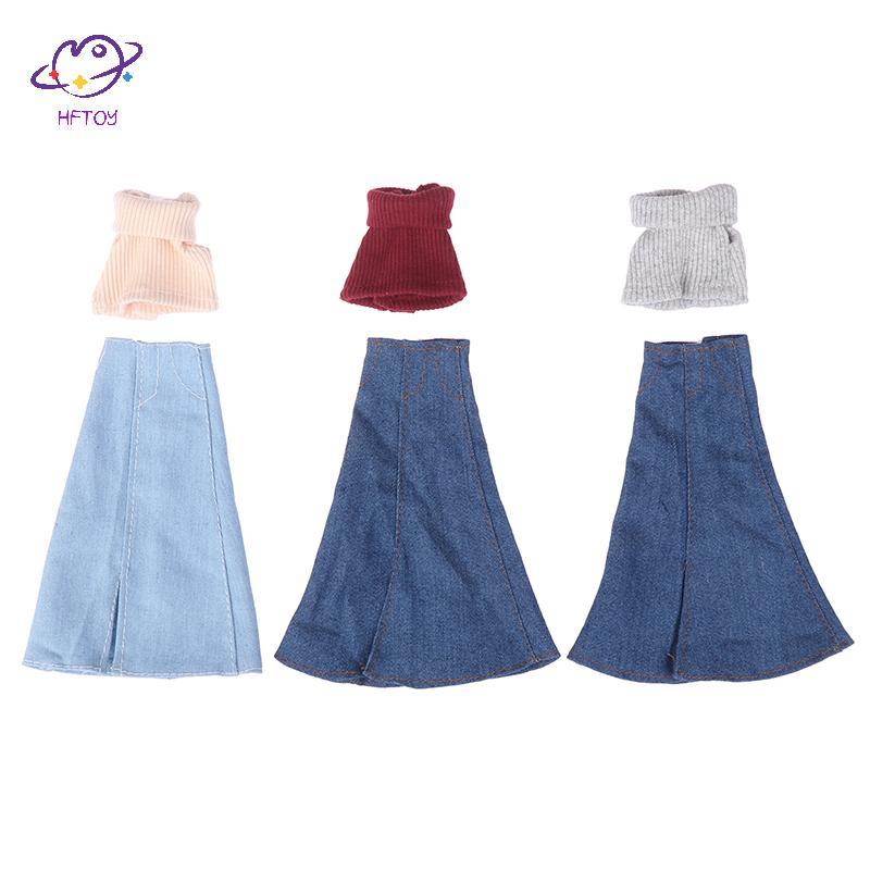 HFTOY Thời Trang Thu Đông Mini Quần Áo Tươi Cho 1 / 6 Búp Bê Trang Phục Hàng Ngày Váy Dự Tiệc Dễ Thương Quần Áo Cho Phụ Kiện Búp Bê Quà Tặng Trẻ Em ~