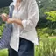 Áo sơ mi trắng chống nắng kiểu Pháp dành cho nữ dài tay mỏng phong cách dáng rộng Áo sơ mi chống nắng bên ngoài Tencel Linen Top