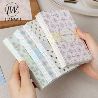 JIANWU Ánh Sáng Muối Series Vintage Họa Tiết Phong Cảnh Cắt Dán Thêu Sò Chất Liệu Giấy Sáng Tạo DIY Rác Tạp Chí Văn Phòng Phẩm