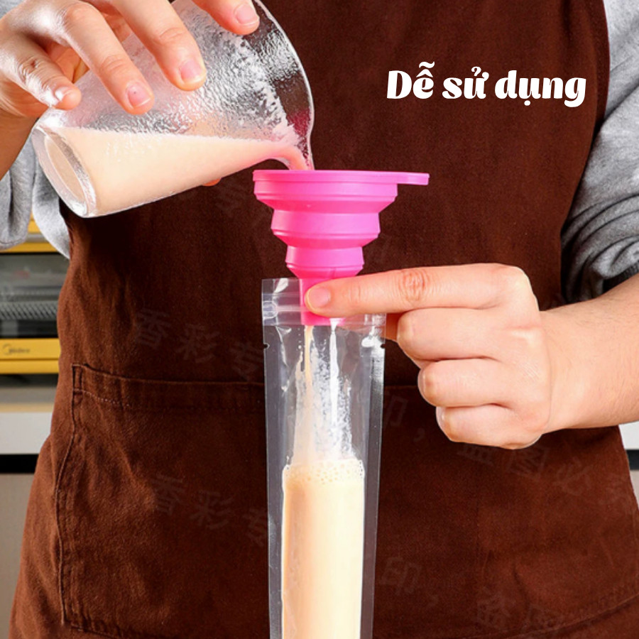 Set 100 Túi Làm Kem Dùng 1 Lần, Túi Làm Đá Siro, Sữa Chua, Nước Trái Cây An Toàn Vệ Sinh Kèm Phễu