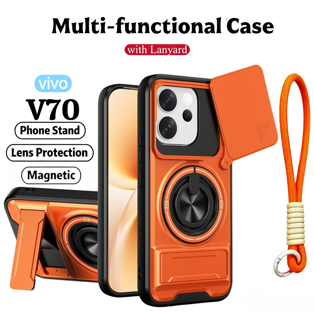 Ốp Điện Thoại Đa Năng Sang Trọng Thích Hợp Cho Vivo V70 Lite V60 V50 5G FE Dây 360°Giá đỡ vòng có vỏ máy ảnh Vỏ bảo vệ toàn diện chống sốc