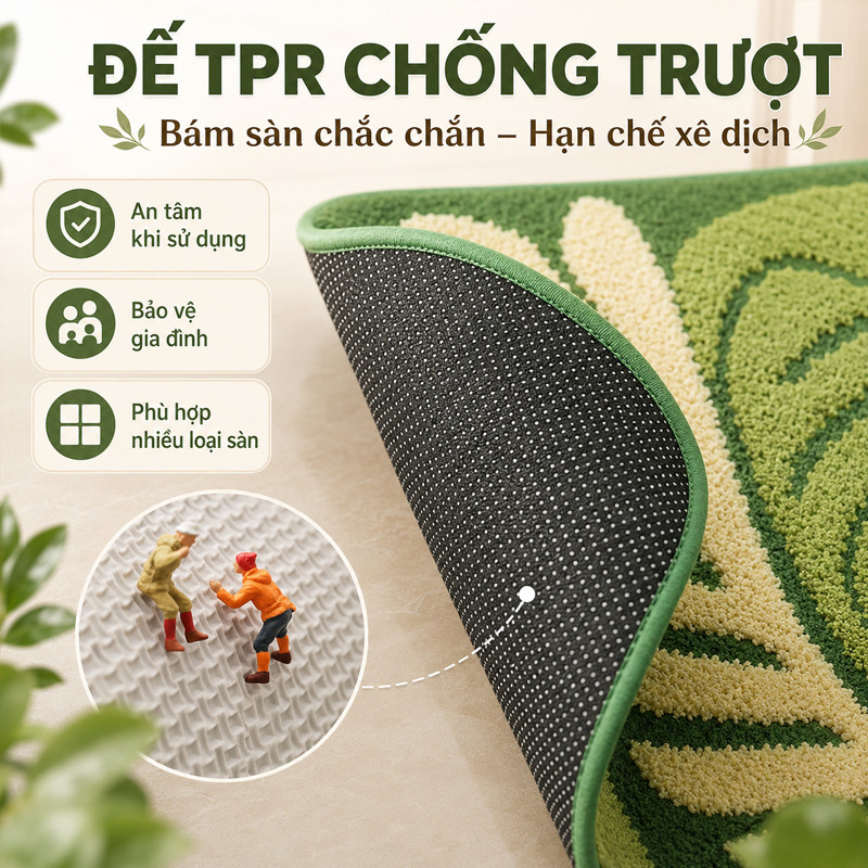 Thảm Lau Chân Len Lông Dày, Đế Cao Su Chống Trượt, Thấm Nước Tốt – Dùng Làm Thảm Nhà Tắm, Thảm Cửa, Thảm Chân Giường