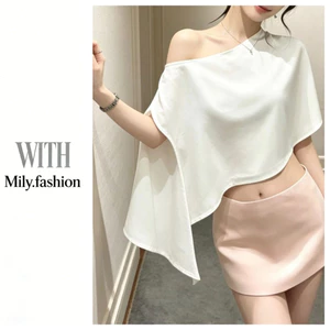Milyfashion Pure Desire Áo sơ mi đeo chéo trắng không đều mùa hè 2026 dáng rộng mỏng hơn trông thường ngày phù hợp với mọi trận đấu DHL9