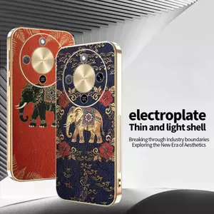 Ốp Lưng Cho Honor X9d X9C X9B Da Cao Cấp Cổ Điển Lucky Elephant Series Mạ Điện Cạnh Chống Rơi Vỏ Điện Thoại