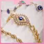 MYPANDA 3 CÁI Thổ Nhĩ Kỳ Luy Evil Blue Eye Bracelet Set Kim loại Staable Dây đeo cổ tay Charm Chain dành cho nữ Trang sức Quà tặng Vòng đeo tay mắt ác.