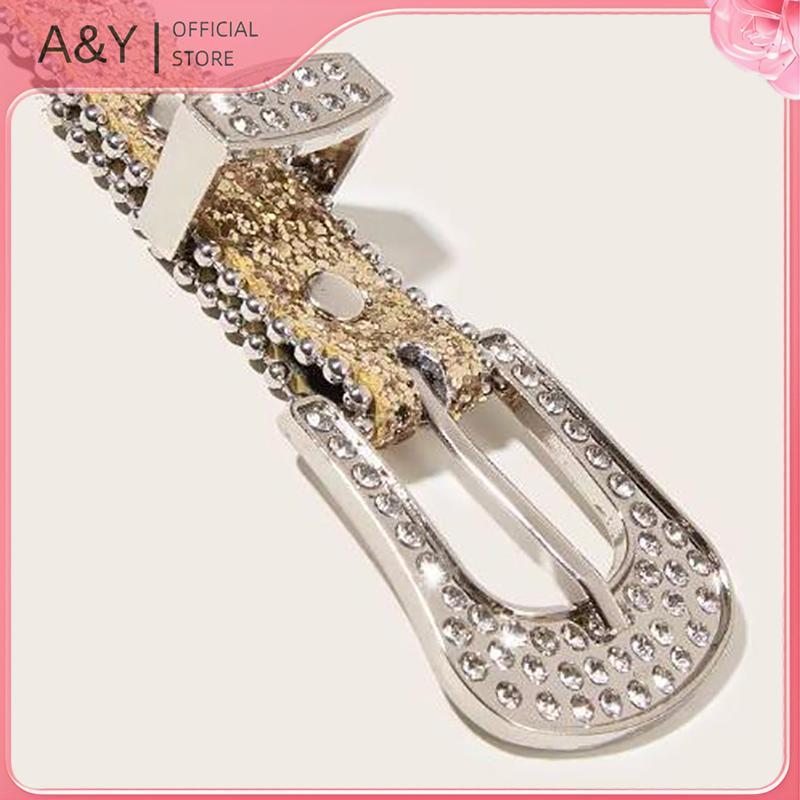 A & Y Thắt Lưng Cao Bồi Da PU Phong Cách Gothic Y2K Với Chiếc Dây Kim Cương Giả, Phù Hợp Mặc Với Quần Jean Nam