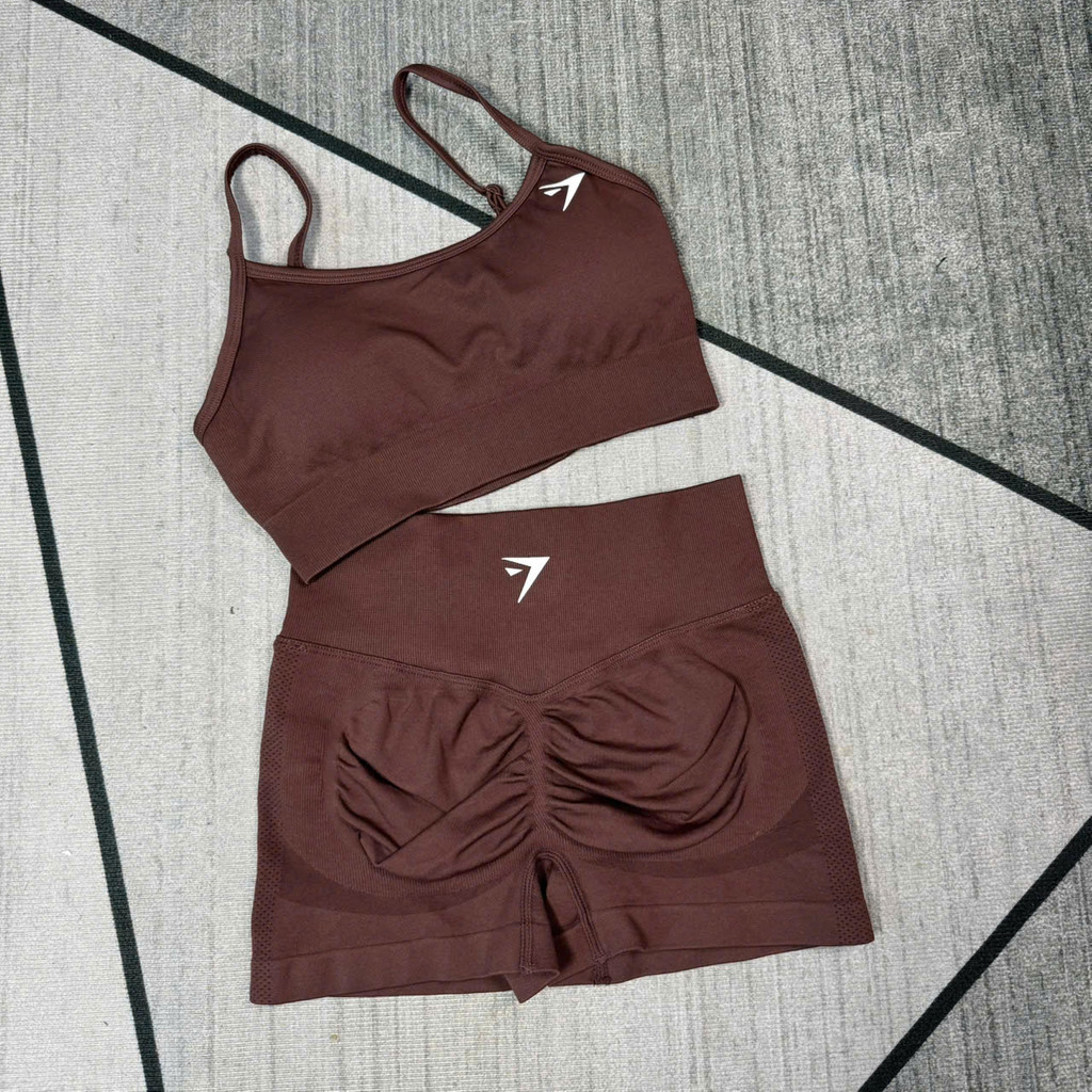 Bộ Quần Áo Tập Gym,Yoga Quần Đùi Cạp Cao Mix Áo Lưng U Cao Cấp,Chât Dệt Kim 10% Elest Tôn From Tôn Dáng GB326