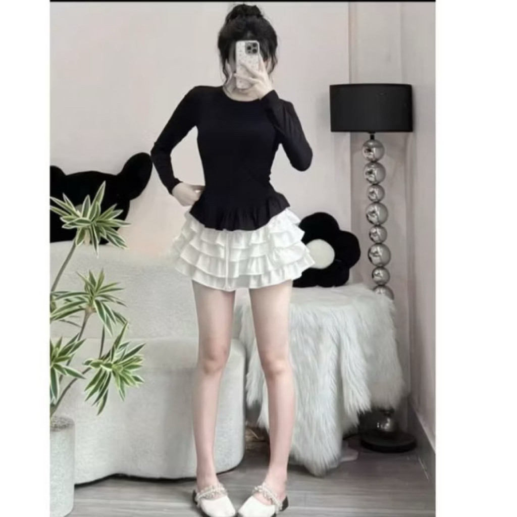 Áo Thun Dài Tay Nữ Ôm Body Phối Viền Bèo Xinh cotton nhuyễn M2509 Kenco clothing
