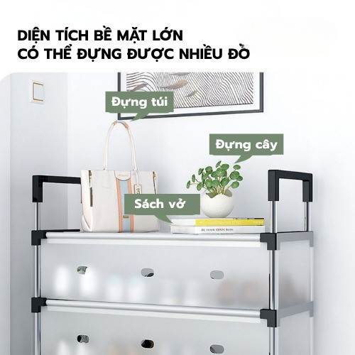 Kệ Giày Dép 5 Tầng Inox Có Nắp Đậy Chắn Bụi, Chắc Chắn, Sắp Xếp Gọn Gàng