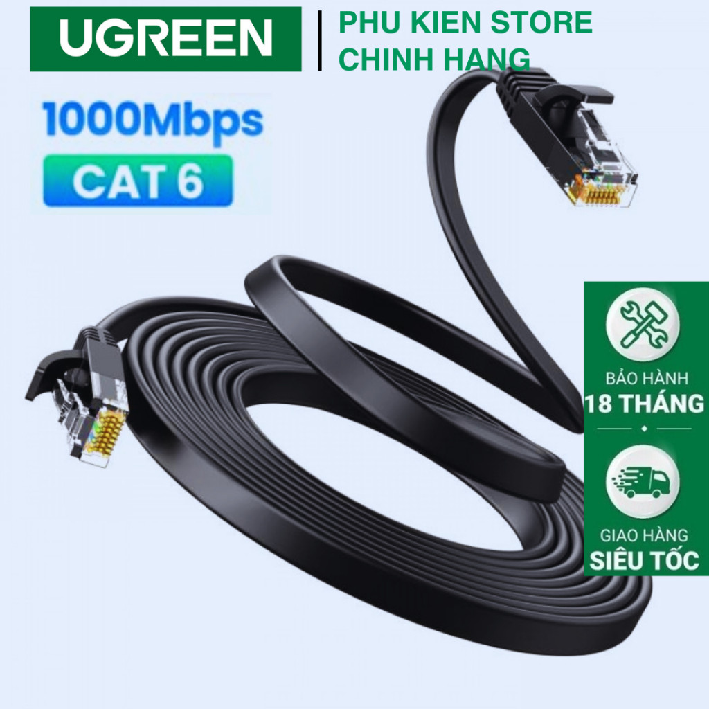 Cáp mạng thông dụng Cat6 Dây Dẹp Pvc Ugreen Cat đúc sẵn chuẩn RJ45 Tốc ...