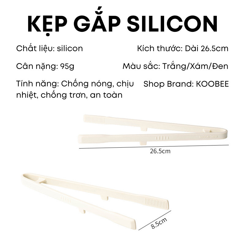 Kẹp Gắp Nướng Silicon Chịu Nhiệt KOOBEE – Kẹp Gắp Thịt BBQ Kiểu Hàn Quốc Dài 26.5cm Có Chân Đế Chống Nóng Tiện Lợi | 356