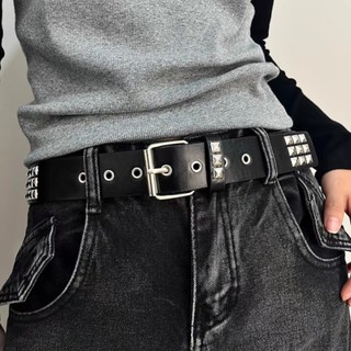 (Giao hàng tại địa phương) Đai phong cách Punk Y2K dành cho nam giới Thiết kế đinh tán đính đá lấp lánh có khóa chốt