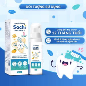 Kem Đánh Răng Tạo Bọt Cho Bé Sachi Postbiotics 80ml – Hương Dâu & Cam, Ngừa Sâu Răng Hiệu Quả