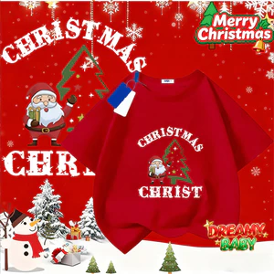 COD (Hồ Chí Minh) DREAMY BABY Áo thun cotton 100% Noel in các yếu tố Noel phong phúTZ23