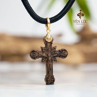Mặt Trầm Hương Lên Khuy 10K- Trầm Sánh Chìm - Tặng kèm Dây Dù - Trầm Hương Yên Lộc