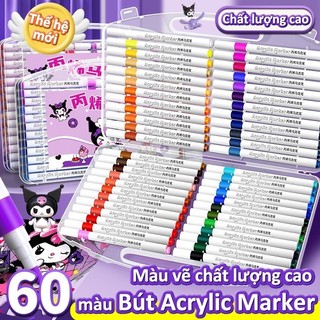 Hộp Bút Màu Tím Acrylic Marker 12/24/36/48/60 Màu – Bút Lông Màu Brush Cao Cấp Dành Cho DIY & Vẽ Tranh