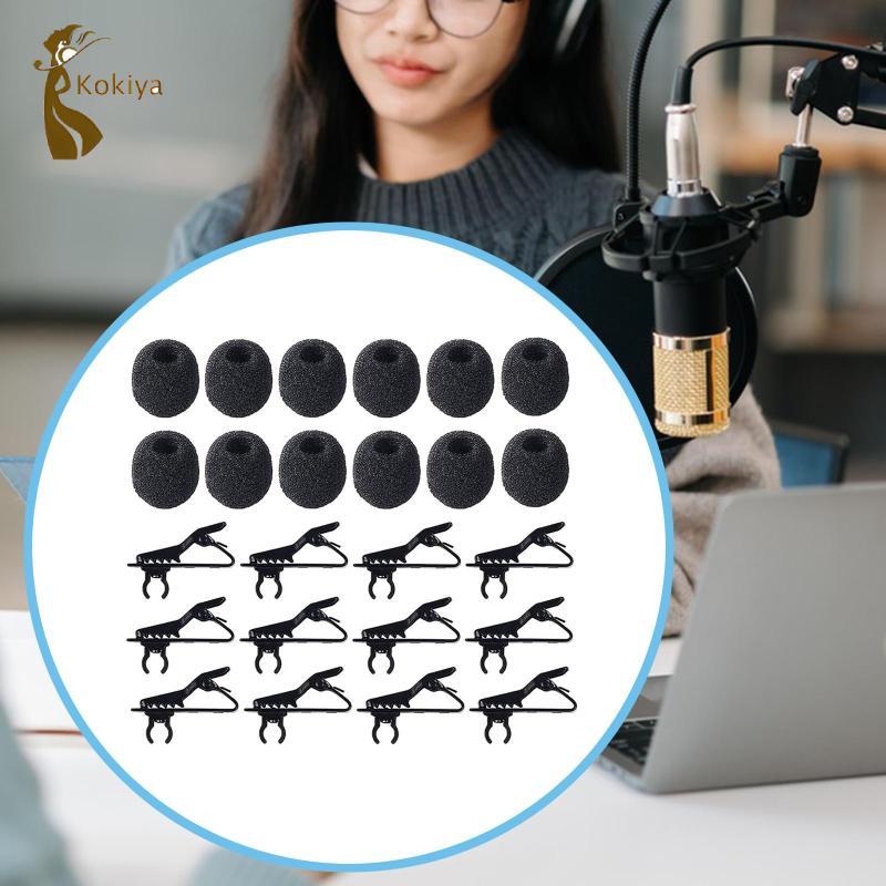 24 Miếng Lavalier Mic Kẹp Dây Xốp Kính Chắn Gió Có Kẹp Dây Buộc Kim Loại Nhẹ Phụ Kiện Di Động Thích Hợp Cho Bài Thuyết Trình Sân Khấu