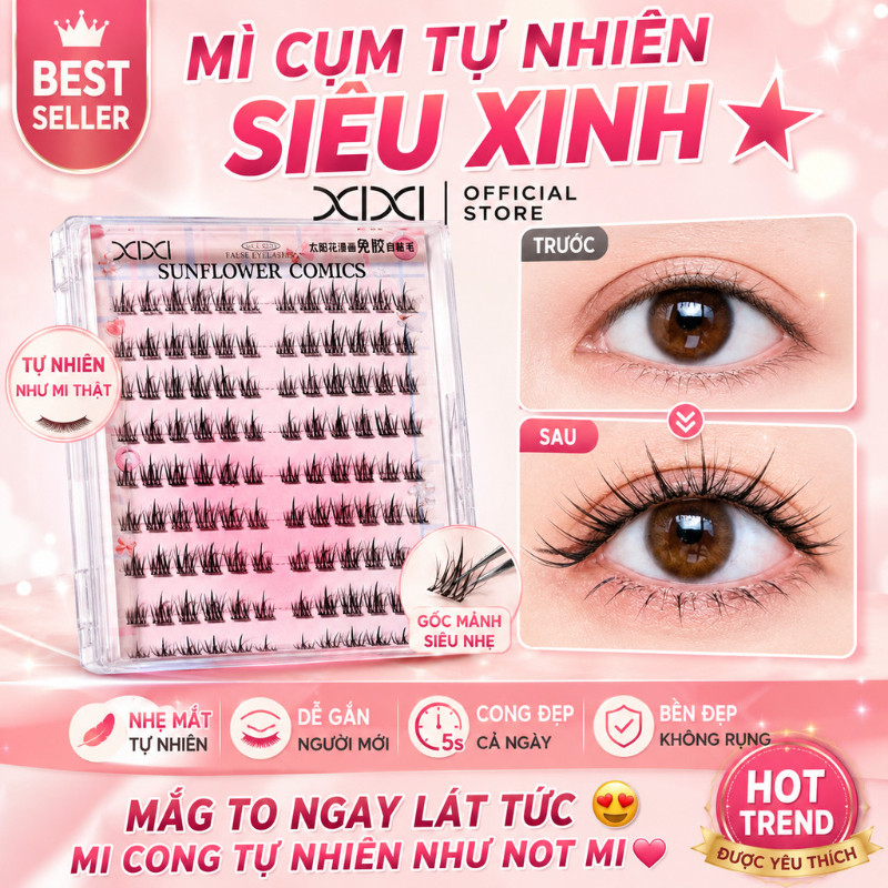 Mi Giả XIXI Tự Nhiên Mỏng Nhẹ Cong Mềm Dễ Gắn Không Cộm Mắt Phù Hợp Trang Điểm Hằng Ngày JM24