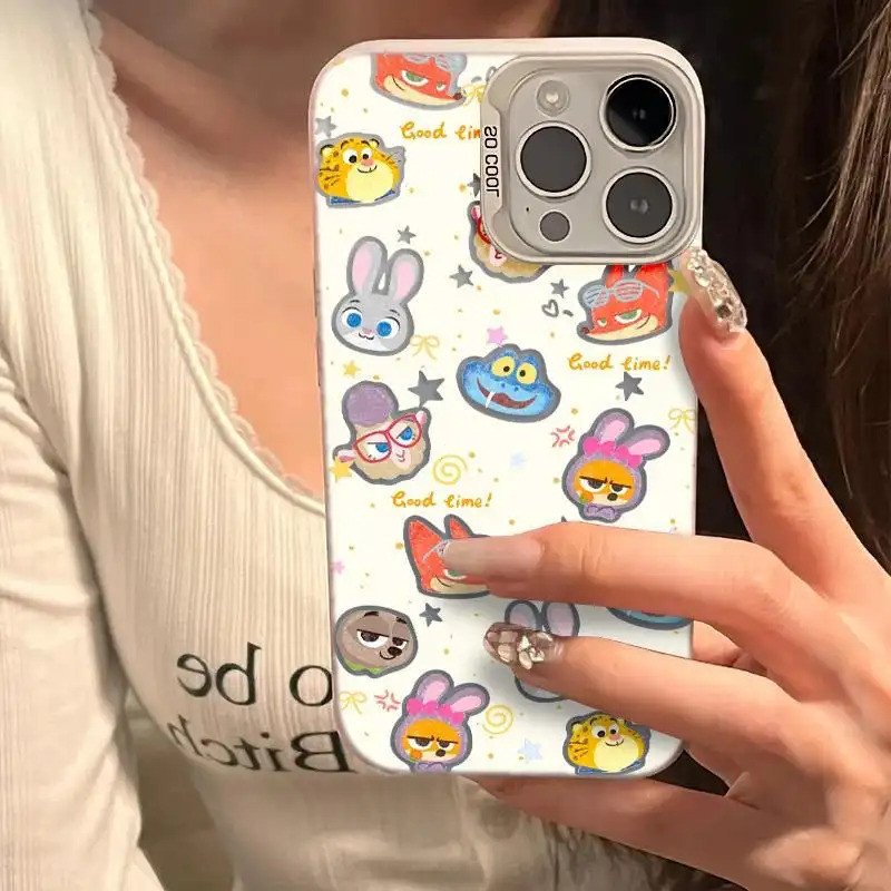 Ốp lưng họa tiết Zootopia da PU, thiết kế độc đáo chống trầy tốt Bảo Vệ Camera Cấp iPhone 17/16/15/14/13/12/11/X/XS Max