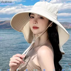 Mũ ngư dân DAYBREAK, có khăn choàng rộng vành mũ xô, bảo vệ cổ màu trơn có thể gập lại Mũ Panama mùa hè