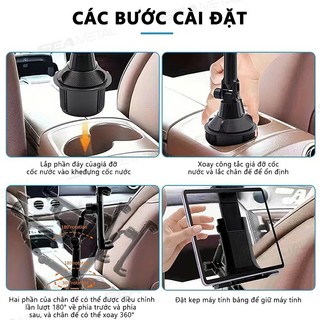 SEAMETAL Giá Đỡ Điện Thoại Máy Tính Bảng Ô Tô Gắn Khay Ly Xoay 360° Điều Chỉnh Được Cho SUV
