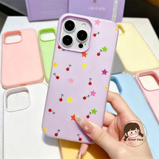 Ốp Điện Thoại Màu Trơn Dopamine Star Cherry Hoạt Hình Cho Redmi Note 15 Pro Plus 14 Pro Plus SE 14S 13 Pro Plus 12S 4G 5G Màu Kẹo Dễ Thương 2 Trong 1