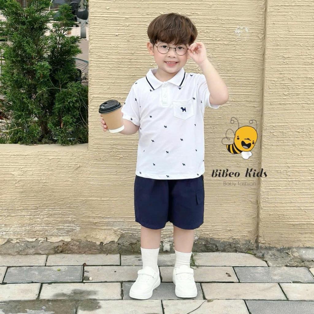 Bộ quần áo POLO PUSTER IN TRẦN   cho bé trai , Quần  áo chất COTTON mềm thoải mái cho bé