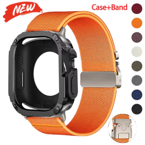 Ốp lưng + dây đeo nylon tương thích cho Apple Watch Series11 / 10 46mm 42mm Ultra 3 / 2 / 1 49mm 9 8 7 6 5 4 SE 3 45mm 41 44 40mm