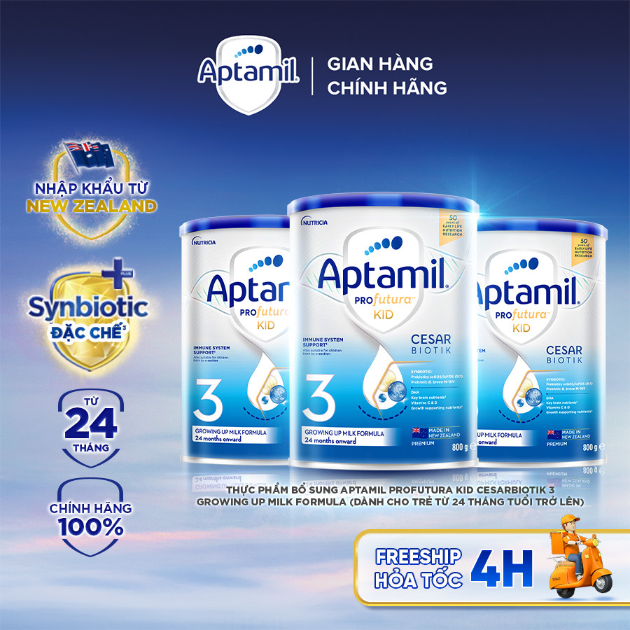 [MUA LÀ CÓ QUÀ] Combo3 Sữa bột Aptamil Kid New Zealand số 3 (800g) cho bé 2-6 tuổi_LS