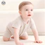 Bộ áo liền quần cotton nguyên chất ngắn tay màu trơn cho bé / Bộ đồ cotton nguyên chất mỏng mùa hè / Quần áo gia đình thoáng khí cho bé