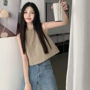 Thiết kế Cảm giác thích hợp Áo vest không dây hở lưng Áo vest nữ mùa hè mặc bên ngoài Pure Desire Loose Short BM Top Hợp thời trang