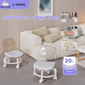 iiko Ghế Acrylic Tựa Lưng Cho Bé Ghế Thấp Chống Trượt Công Thái Học Có Bánh Xe